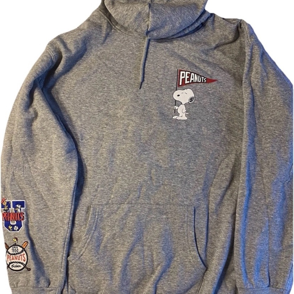 Peanuts Snoopy Hoodie Women’s Heather Gray Large (12-14)  Character Embroidery